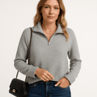 Lavinque Sweater Pull Zippé Vieux Rose | Col Montant | Décontracté et Tendance