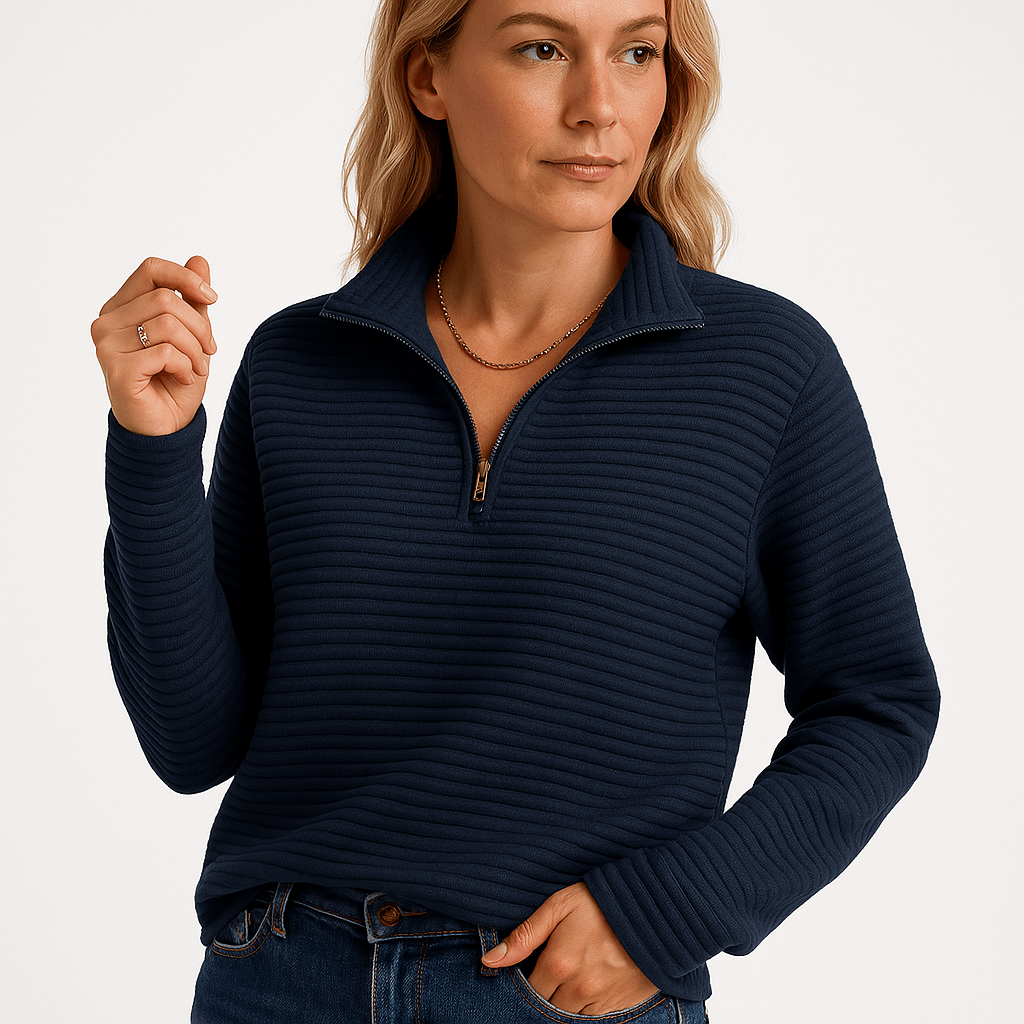 Lavinque Sweater Pull Zippé Vieux Rose | Col Montant | Décontracté et Tendance