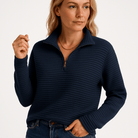 Lavinque Sweater Pull Zippé Vieux Rose | Col Montant | Décontracté et Tendance