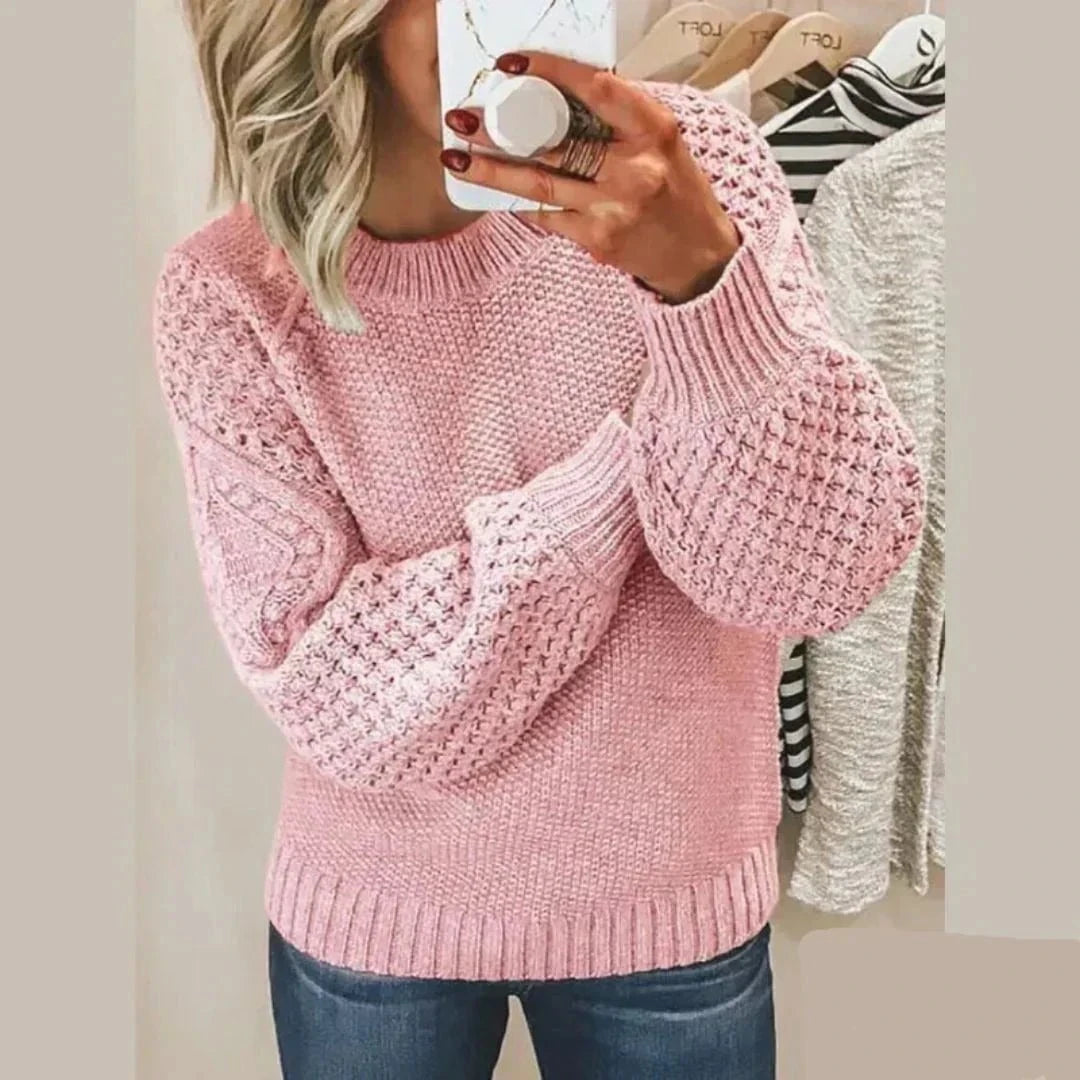 Lavinque Sweater Rose Clair / S Pull Tricot | Doux et Chaleureux | Manches Texturées