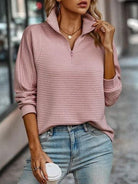 Lavinque Sweater Rose Clair / S Pull Zippé | Tricot Doux | Confort et Style