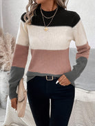 Lavinque Sweater Rose doré / S Pull Doux à Rayures Dégradée | | Élégant et Confortable
