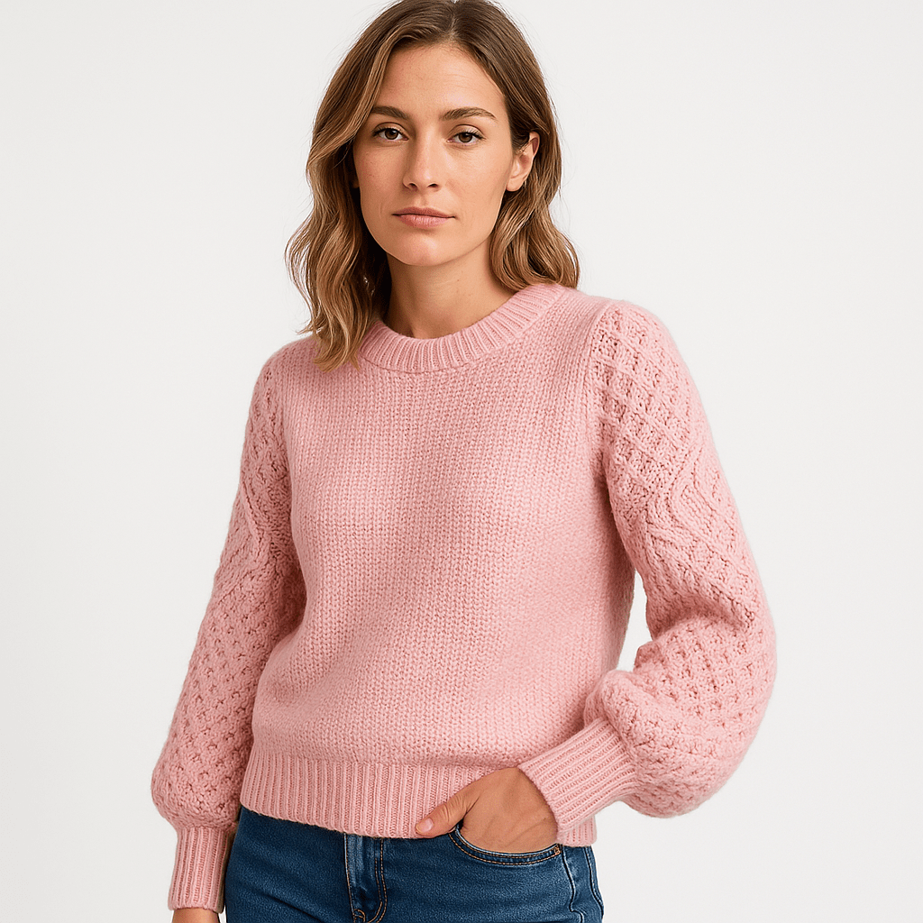 Lavinque Sweater Rose / S Pull Crème Texturé | Maille Ajourée | Doux et Élégant