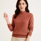 Lavinque Sweater Rose / S Pull Dentelle Géométrique | Rose Tendance | Élégant et Doux au Toucher