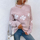 Lavinque Sweater Rose / S Pull Hiver Femme | Chaud et Confortable | Motif Flocon