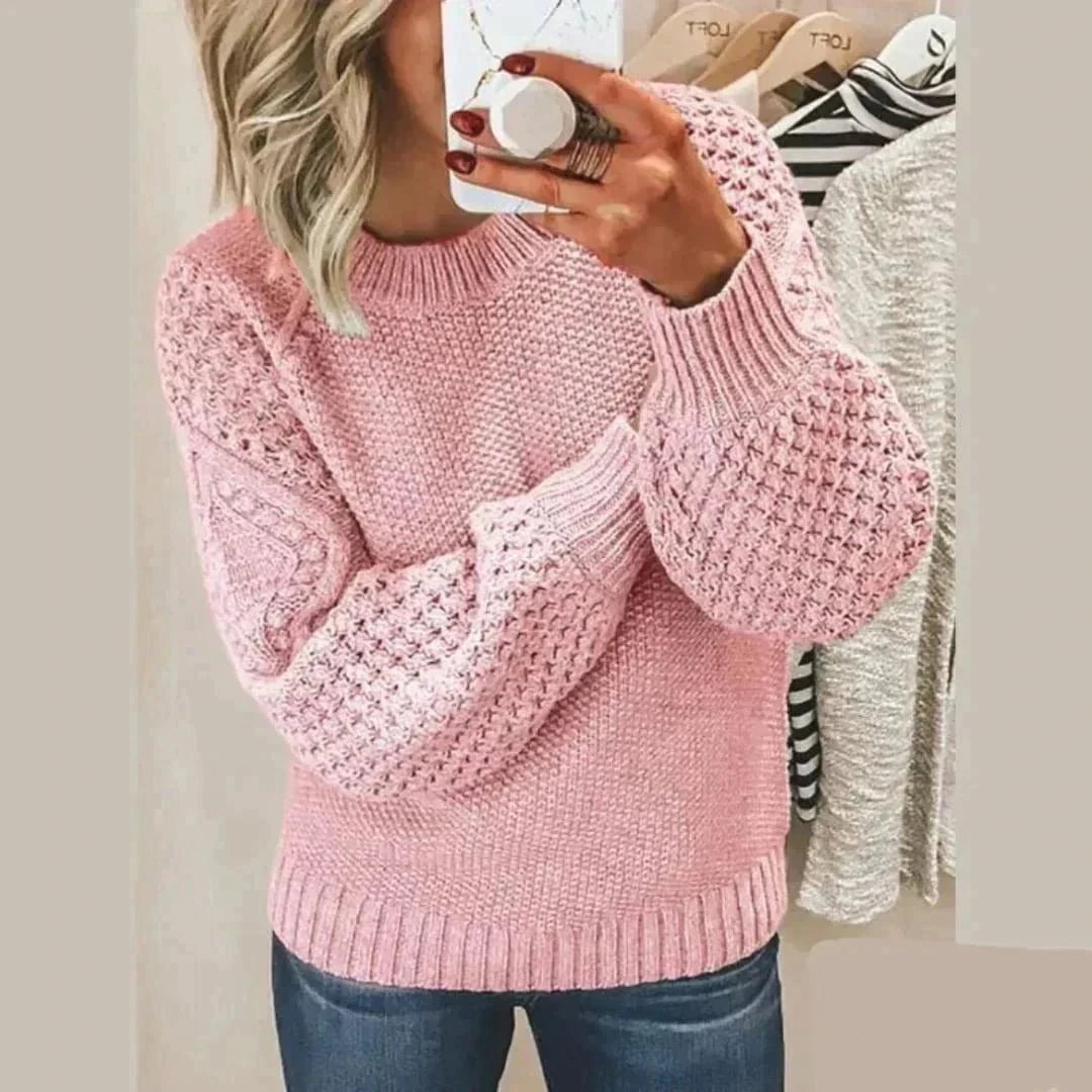 Lavinque Sweater Rose / S Pull Maille | Manches Texturées & Coupe Confortable | Doux & Tendance