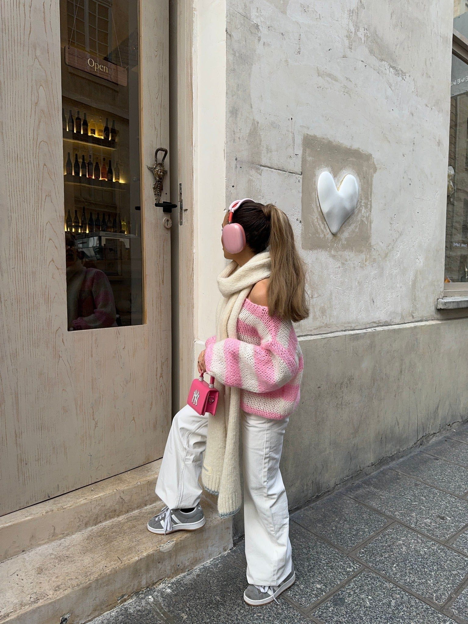 Lavinque Sweater Rose / S Pull Rayé Oversize | Bleu Marine & Blanc | Style Décontracté Chic