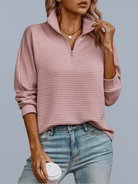 Lavinque Sweater Rose / S Pull Zippé Rose Poudré | Décontracté | Doux et Stylé