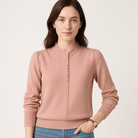 Lavinque Sweater Rose / XS Pull Boutonné Col Plissé | Élégant & Douillet | Détail Raffiné