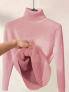 Lavinque Sweater Rose / XS Pull Col Roulé | Doublure Chaude | Élégance et Confort Hivernal
