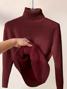 Lavinque Sweater Rouge foncé / XS Pull Col Roulé | Doublure Chaude | Élégance et Confort Hivernal