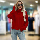 Lavinque Sweater Rouge / S Pull Col Roulé | Maille Côtelée | Chaleur et Élégance