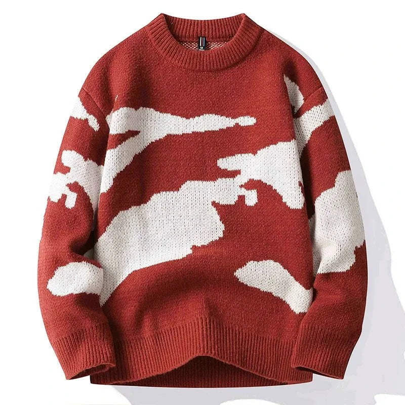 Lavinque Sweater Rouge / S Pull Oversize Camouflage | Beige & Gris | Confort et Style Urbain