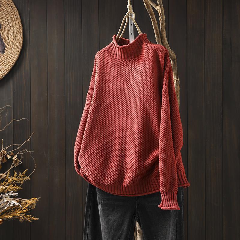 Lavinque Sweater Rouge / S Pull Oversize Hiver | Maille Épaisse | Élégant et Confortable