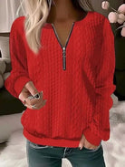 Lavinque Sweater Rouge / S Pull zippé en maille torsadée | Jaune | Chaleureux et tendance