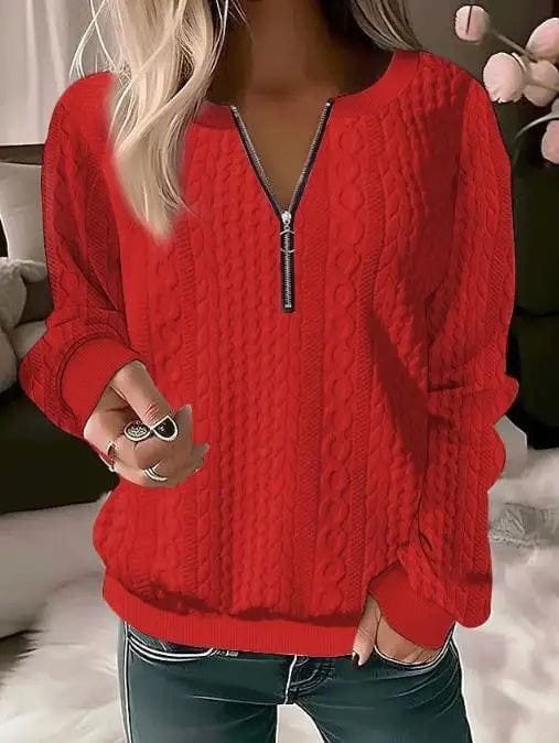 Lavinque Sweater Rouge / S Pull zippé en maille torsadée | Jaune | Chaleureux et tendance