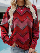Lavinque Sweater Rouge / S Sweatshirt à Motif Denim Chevron | Style Original & Décontracté | Confort Ultra-Doux