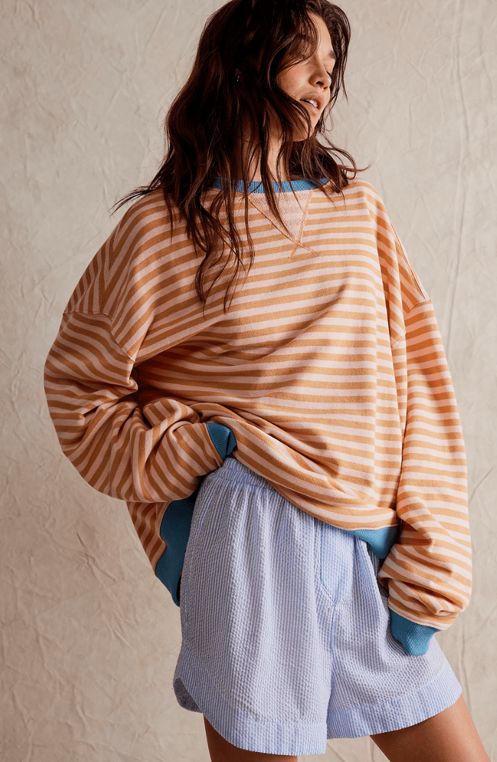 Lavinque Sweater Sweat Oversize Rayé | Confort & Style | Parfait pour un Look Décontracté