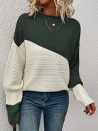 Lavinque Sweater Vert foncé / S Pull bicolore en maille texturée | Pull | Chaleur et style moderne