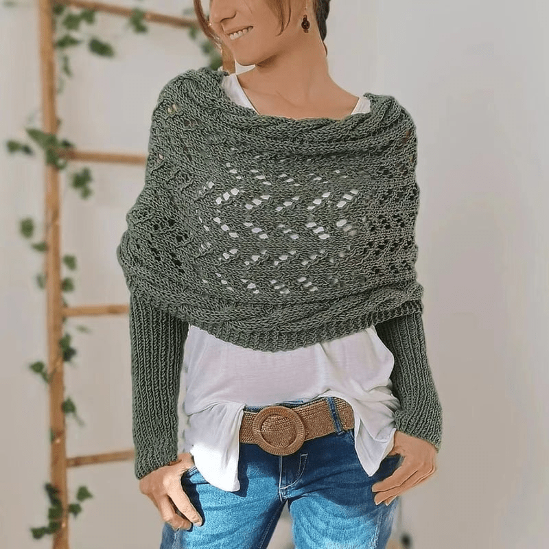 Lavinque Sweater Vert gris / XS Pull Tricoté Épaules Dénudées | Gris | Doux et Original