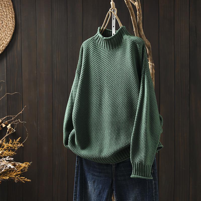 Lavinque Sweater Vert / S Pull Col Montant Oversize | Vert | Chaud et Tendance