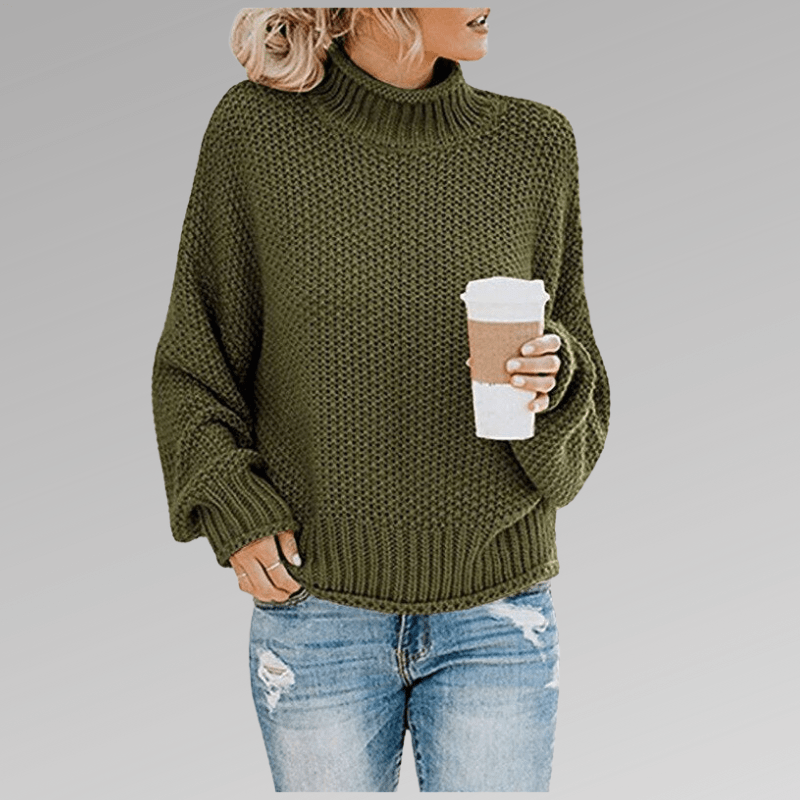 Lavinque Sweater Vert / S Pull Crème Oversize | Maille Épaisse | Chaud & Décontracté