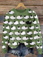 Lavinque Sweater Vert / S Pull de Noël Tricoté | Doux Festif | Motif Sapins