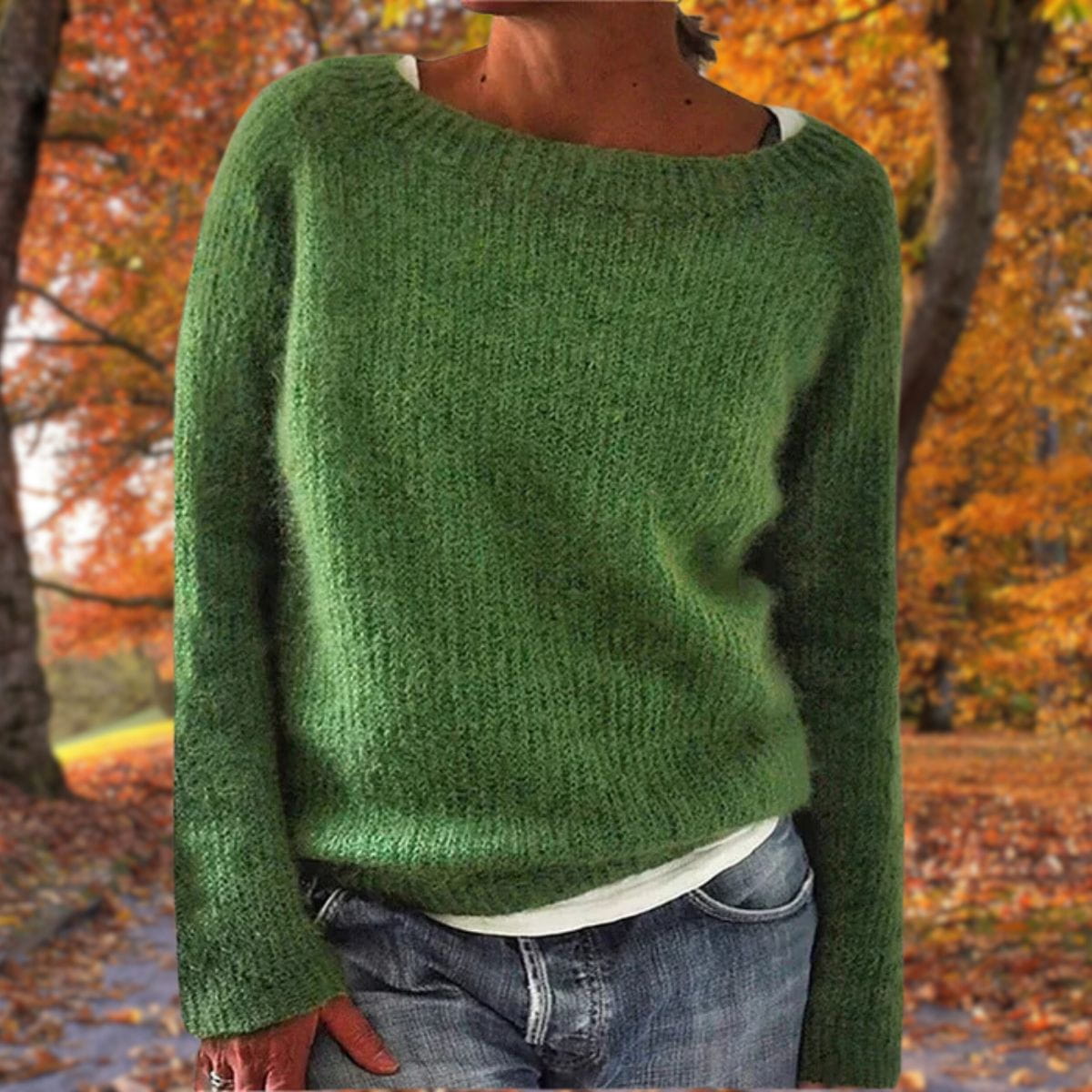 Lavinque Sweater Vert / S Pull en maille douce col bateau | Pull | Chaleur et élégance naturelle