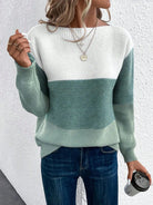 Lavinque Sweater Vert / S Pull Rayé Dégradé | Tons Neutres | Doux et Élégant