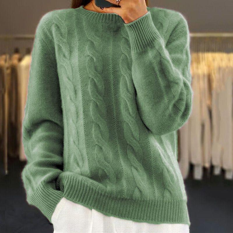 Lavinque Sweater Vert / S Pull Torsadé Classique | Écru | Doux, Intemporel et Confortable