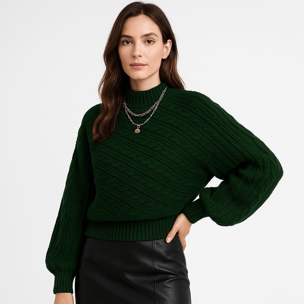 Lavinque Sweater Vert / XS Pull Torsadé Femme | Tricot Texturé | Coupe Ample Élégante