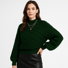 Lavinque Sweater Vert / XS Pull Torsadé Femme | Tricot Texturé | Coupe Ample Élégante