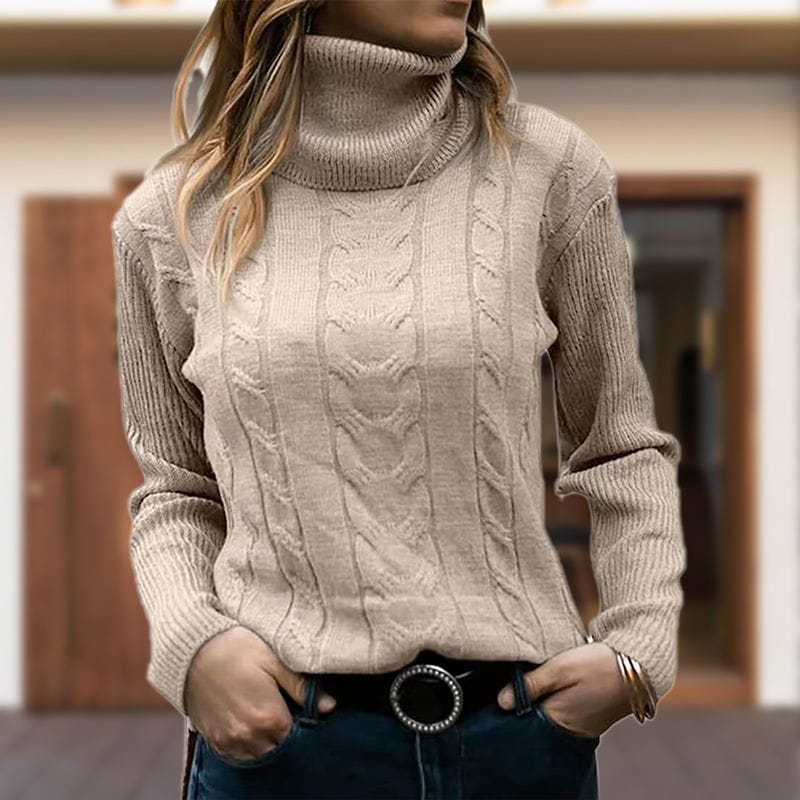 Lavinque Sweaters Abricot / S Pull Torsadé Camel | Col Roulé | Chaud & Intemporel