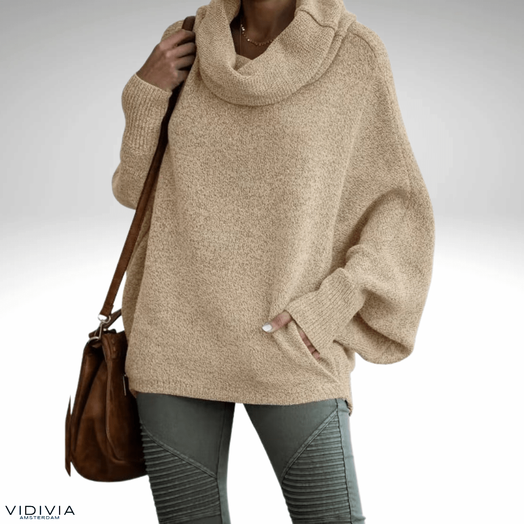 Lavinque Sweaters Beige / S Pull Oversize à Col Roulé | Bordeaux | Douillet et Élégant