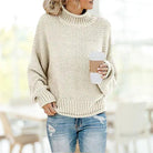 Lavinque Sweaters Beige / S Pull Tricoté à Col Montant | Beige | Cosy et Décontracté