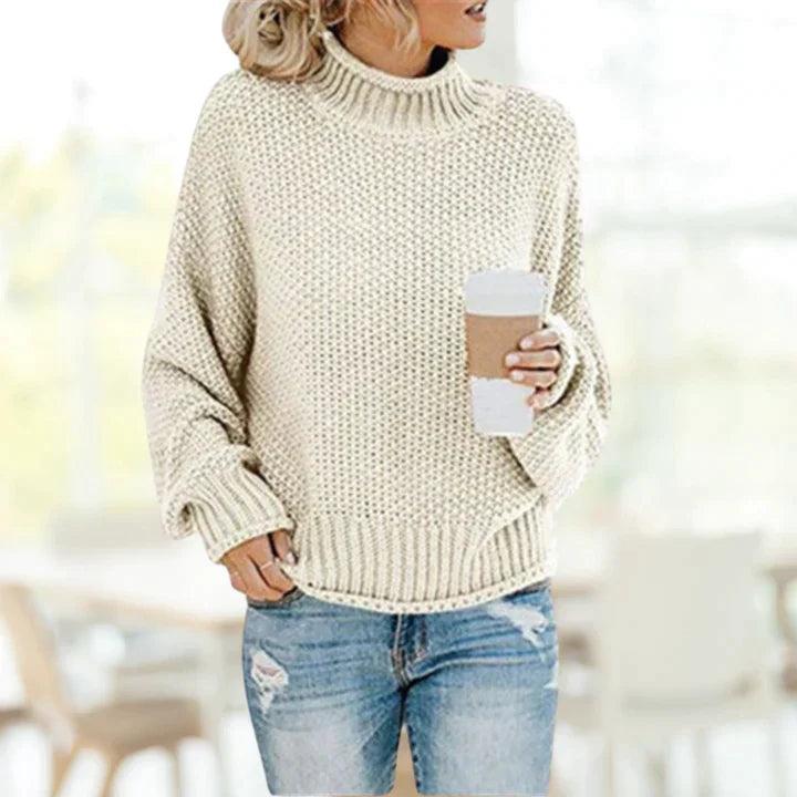 Lavinque Sweaters Beige / S Pull Tricoté à Col Montant | Beige | Cosy et Décontracté