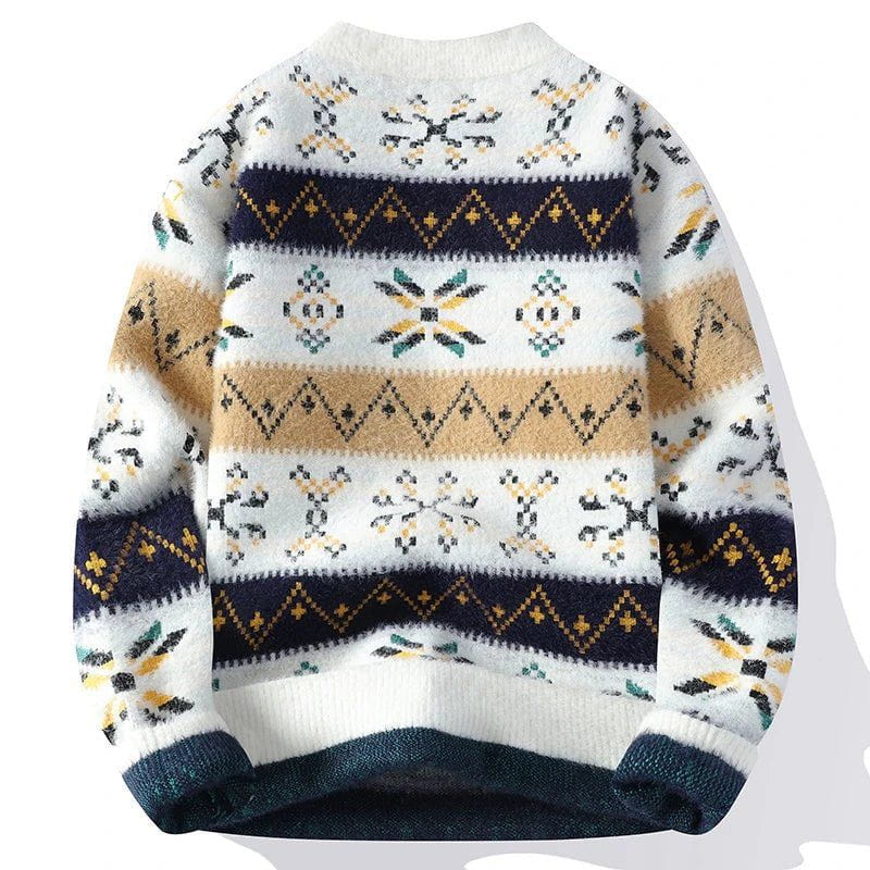 Lavinque Sweaters Blanc / S Pull Jacquard Hiver | Motifs Nordiques | Douillet et Authentique