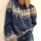 Lavinque Sweaters Bleu / S Pull Hiver Douillet | Motif Nordique | Gris Dégradé et Beige