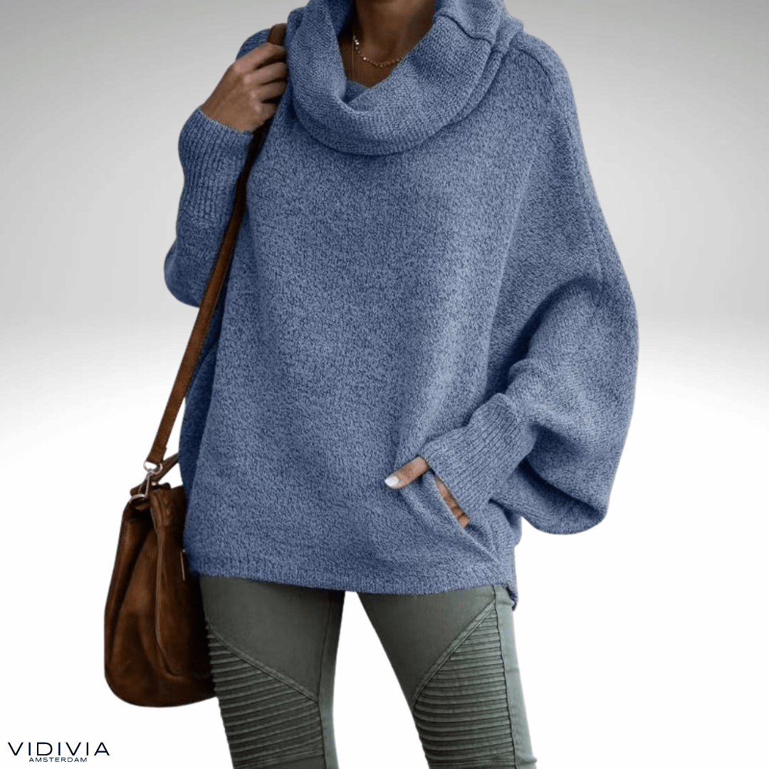 Lavinque Sweaters Bleu / S Pull Oversize à Col Roulé | Bordeaux | Douillet et Élégant