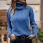 Lavinque Sweaters Bleu / S Pull Torsadé Camel | Col Roulé | Chaud & Intemporel