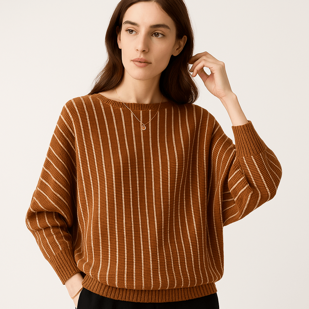 Lavinque Sweaters Camel / XS Pull à Rayures | Oversize | Confort & Élégance