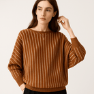 Lavinque Sweaters Camel / XS Pull à Rayures | Oversize | Confort & Élégance