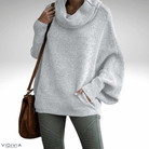 Lavinque Sweaters Gris Clair / S Pull Oversize à Col Roulé | Bordeaux | Douillet et Élégant