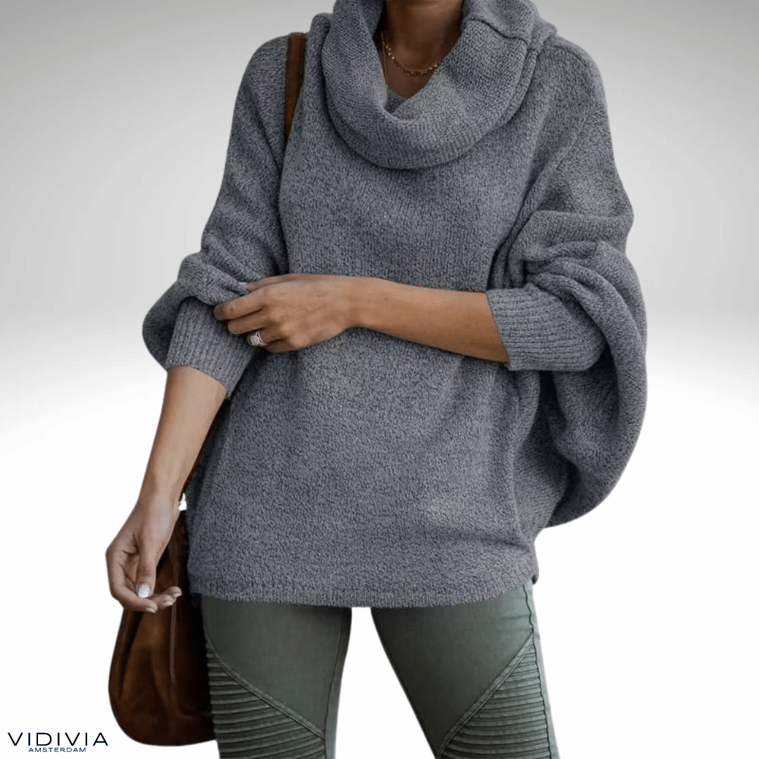 Lavinque Sweaters Gris Foncé / S Pull Oversize à Col Roulé | Bordeaux | Douillet et Élégant
