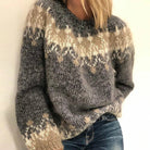 Lavinque Sweaters Gris / S Pull Hiver Douillet | Motif Nordique | Gris Dégradé et Beige