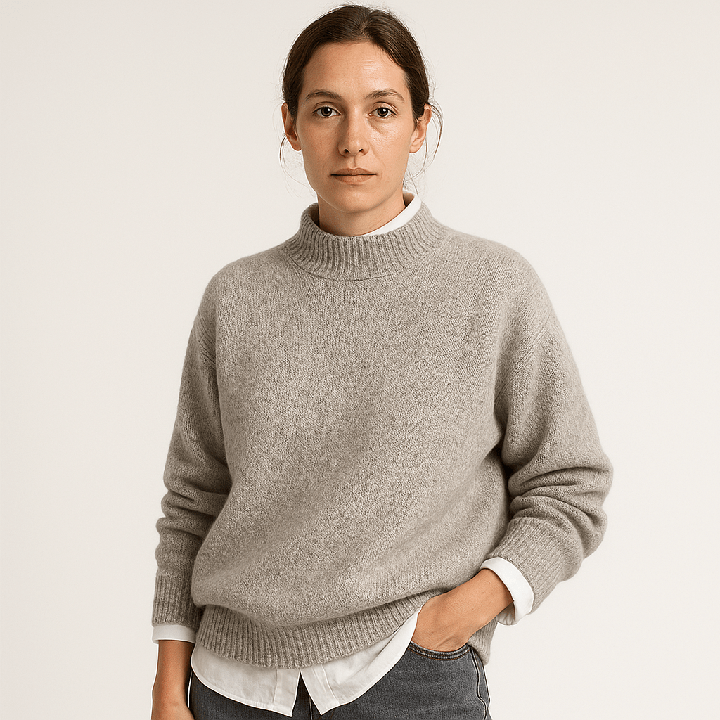 Lavinque Sweaters Gris / XS Pull Kaki Col Montant | Chaud et Minimaliste | Parfait pour le Bureau