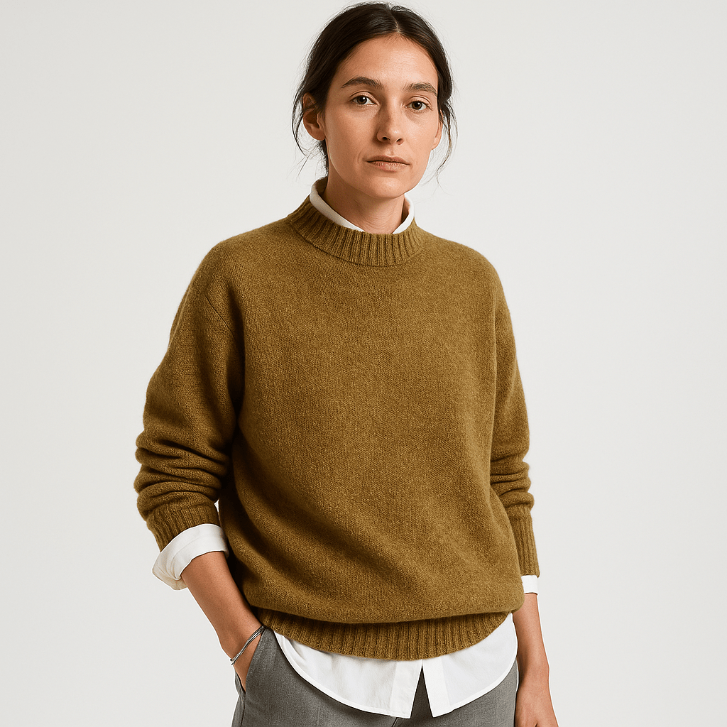 Lavinque Sweaters Kaki / XS Pull Kaki Col Montant | Chaud et Minimaliste | Parfait pour le Bureau