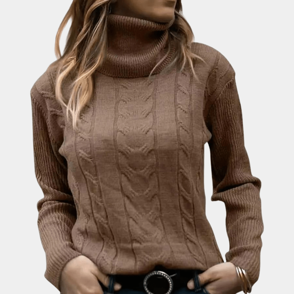Lavinque sweaters Marron foncé / XS Pull Col Roulé Torsadé | Chaud | Élégant et Confortable