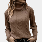 Lavinque sweaters Marron foncé / XS Pull Col Roulé Torsadé | Chaud | Élégant et Confortable