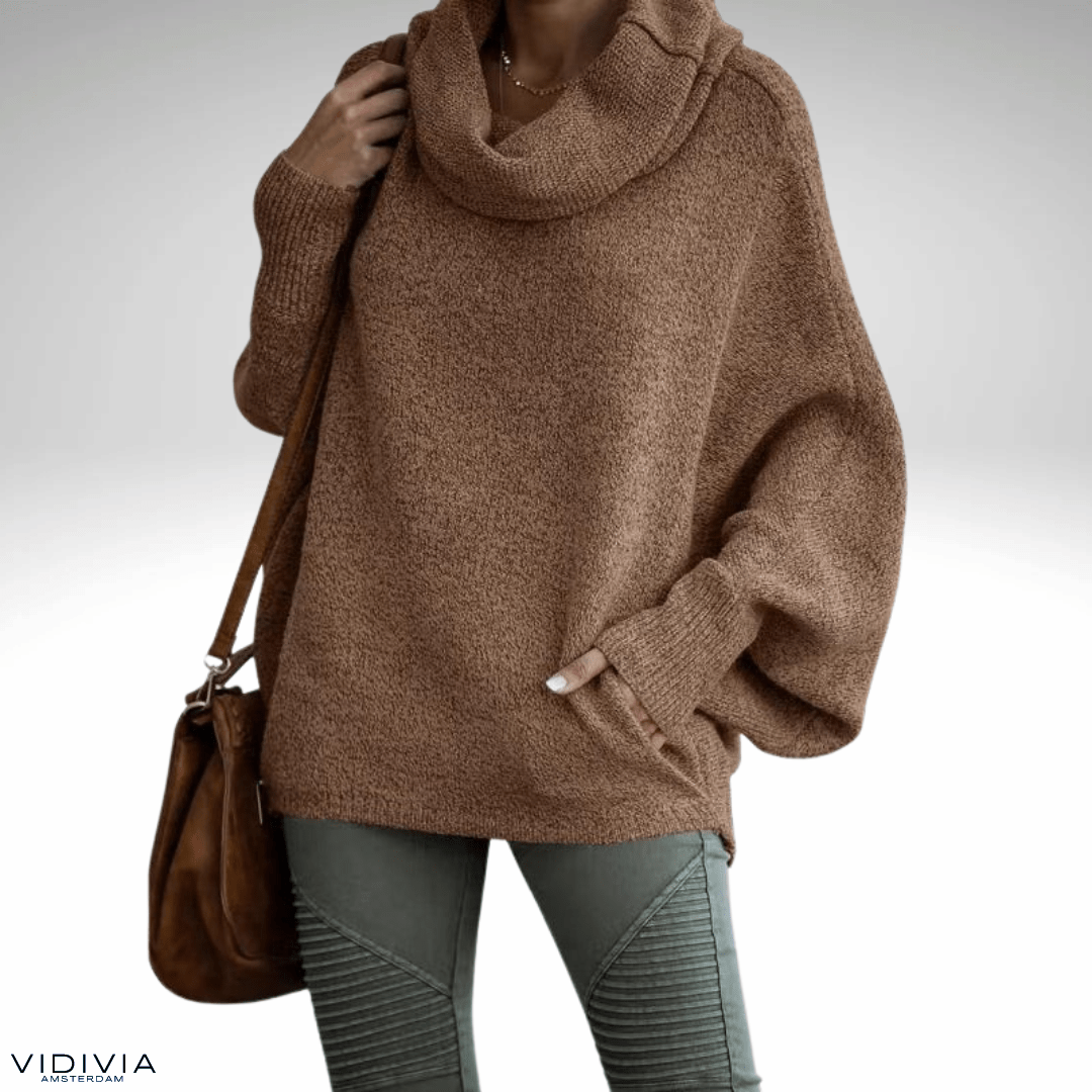 Lavinque Sweaters Marron / S Pull Oversize à Col Roulé | Bordeaux | Douillet et Élégant